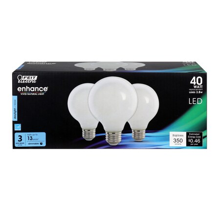 Feit Electric Feit Enhance G25 E26 (Medium) Filament LED Bulb Daylight 40 Watt Equivalence 3 pk G2540W950CAFL3R